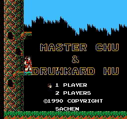 Master Chu and the Drunkard Hu title screen for NES